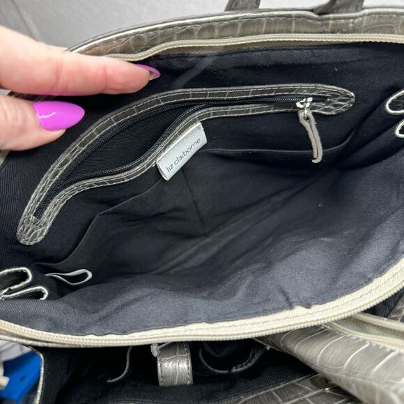 Liz Claiborne Crocodile Pewter Tote Bag - Picture 9 of 12